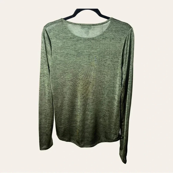 0225. LIBBY EDELMAN SHEER LONG SLEEVES TOP HUNTER GREEN IN‎ COLOR SIZE MEDIUM - Picture 7 of 8